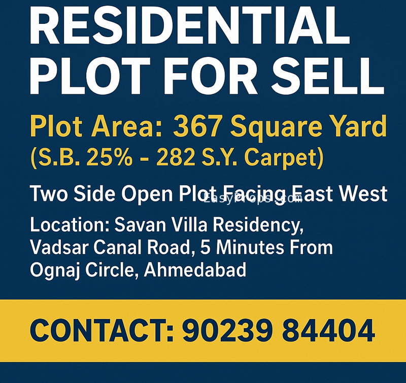 367 Sq Yard Plot For Sell.